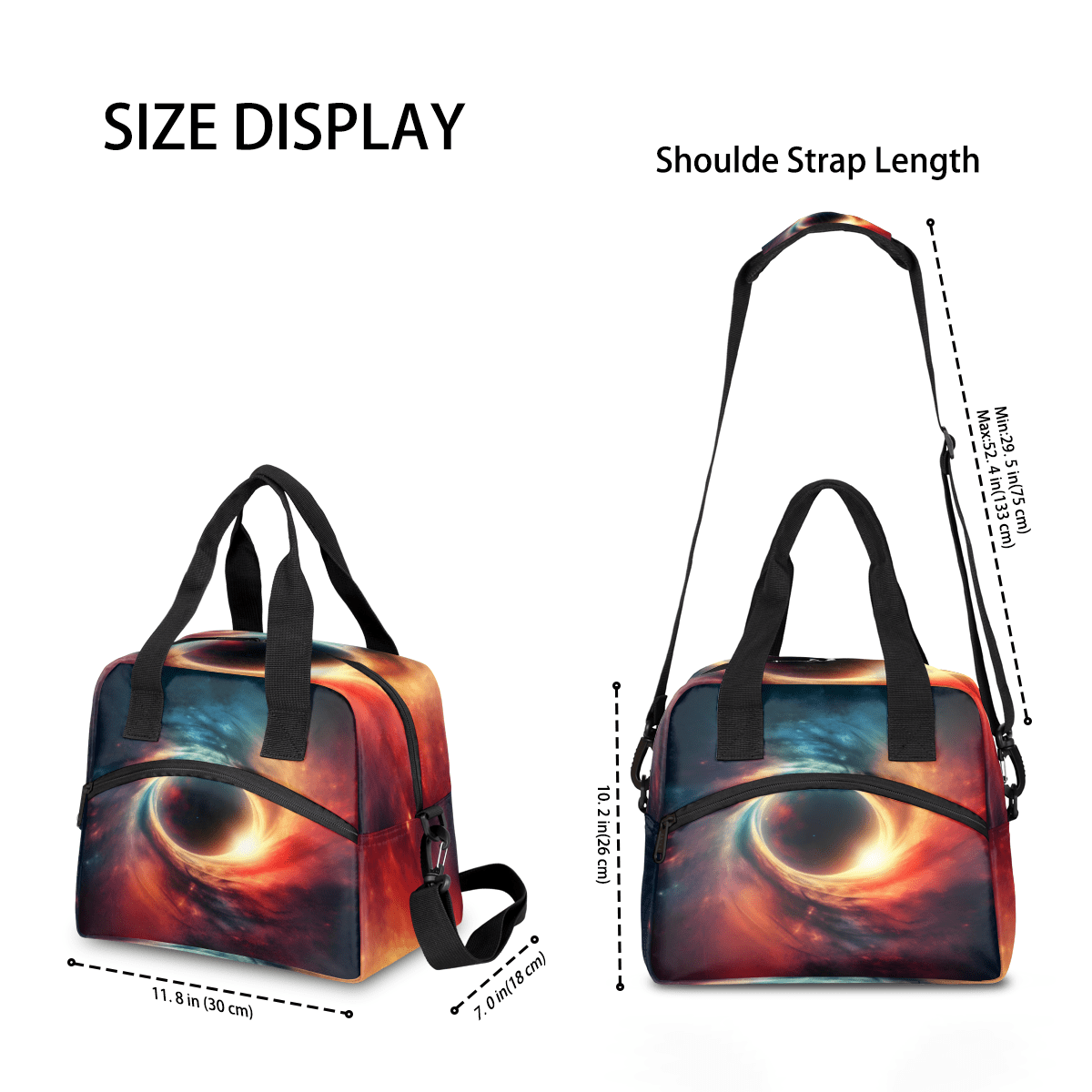 Herdesigns Galaxy Insulated Lunch Bag for Women Men Adults Large Reusable Lunch Box Planets Universe Space Leakproof Cooler Tote Bags with Adjustable Shoulder Strap