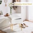 thumbnail image 2 of Kbun Faux Fur Vanity Stool with Storage, Makeup Ottoman Chair with Upholstered Seat, Metal Legs & Anti-Slip Feet for Bedroom, Living Room, White, 2 of 9
