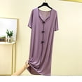 thumbnail image 2 of PBFRDSJ Modal Nightgowns for Women V Neck Short Sleeve Loose Soft Sleep Dress Casual Loungewear Nightwear Sizes L,XL, 2 of 5