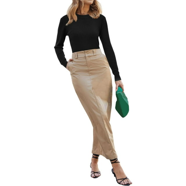 Suéteres Clásicos de Lana para Mujer, Cuello Redondo, Estilo Casual, Ideales para Otoño Negro XL