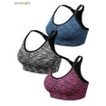 thumbnail image 2 of BadPiggies Womens Quick Dry Removable Pads Sports Bra Mesh Wirefree Yoga Brassiere Push Up Seamless Fitness Bras (M, 3 Color/Set), 2 of 9