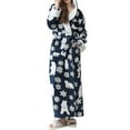thumbnail image 5 of Hooded Robes for Womens Full Length Christmas Robe Soft Cozy Terry Cloth Plush Long Spa Bathrobe Fluffy Night-Robe, Navy, L, 5 of 7