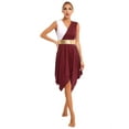 thumbnail image 3 of YONGHS Womens Color Block Praise Liturgical Dancewear Sleeveless Irregular Hem Lyrical Dance Dress Burgundy XL, 3 of 7