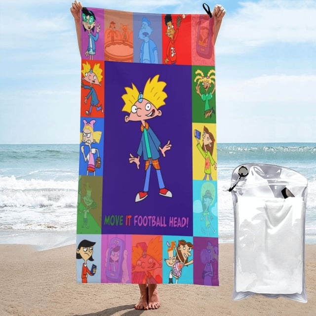 Toalla de baño de secado rápido con dibujos animados de Hey Arnold, toalla de playa de microfibra para uso diario, 31,5 x 63 pulgadas