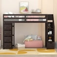thumbnail image 2 of Harper & Bright Designs Twin Size Loft Bed with Storage Drawers and Stairs, Wooden High Loft Bed with Shelves for Boys Girls, Espresso, 2 of 11