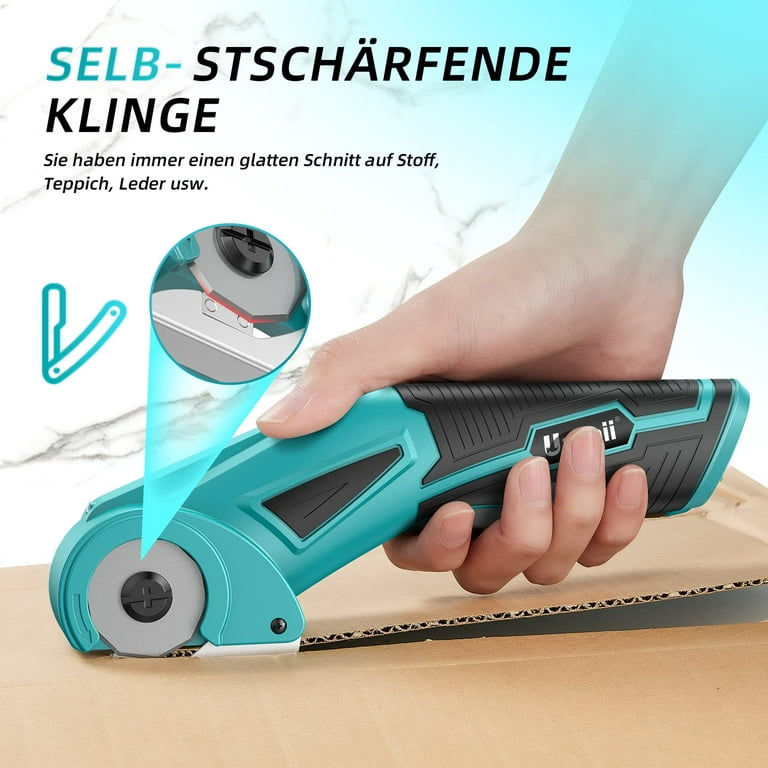 Cordless Electric Scissors Cutter Tool - Rotary Multi-Cutting Power Tools  Rechargeable with Safety Lock Sharp Blade for Box Fabric Cardboard Carpet