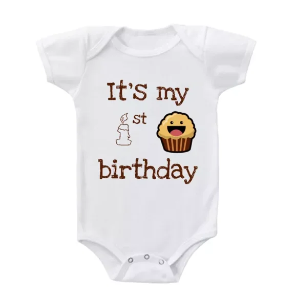 Baby Bodysuit BELLA CANVAS Cute Cupcake It'S My First Birthday Infant Baby Bodysuit One Piece