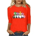 thumbnail image 1 of Blouse pour Femmes T-shirt Imprimé Col Rond de Pâques Manches 3/4 Col Rond Chandail, 1 of 1