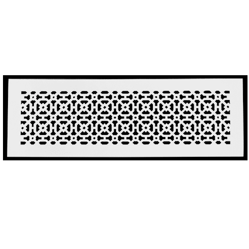 Achtek 6"x 24" Duct Opening Solid Cast Aluminum Air Return Grill Vent Cover | Powder Coated| (Overall 8"x 26") for Floor-White Without Screw Holes