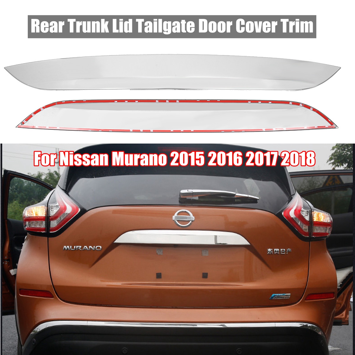 For Nissan Murano 2015-2018 Chrome Rear Trunk Lid Tail Gate Door Cover Trim