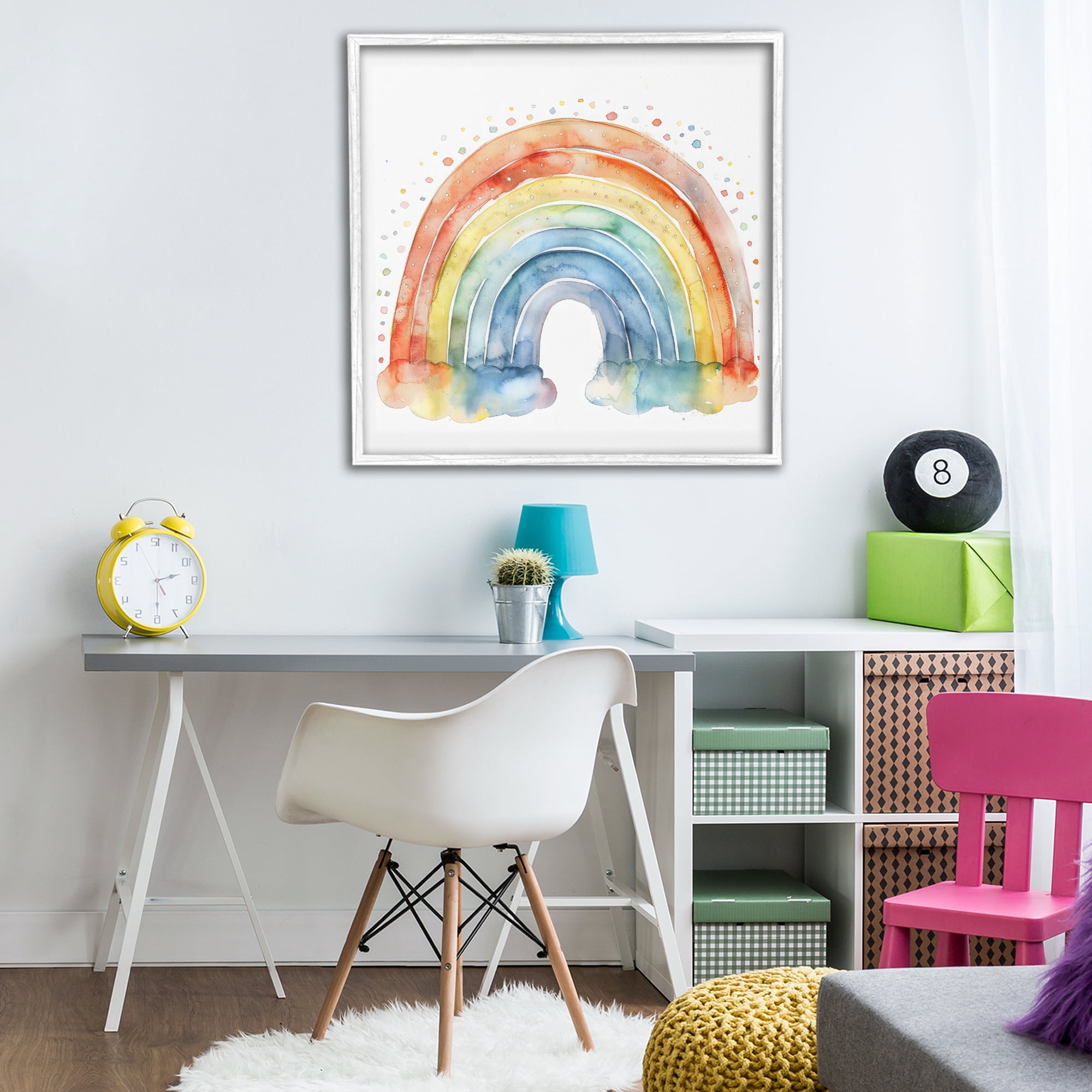 Stupell Industries Colored Rainbow Clouds White Framed Giclee Art, design by Creative Studio