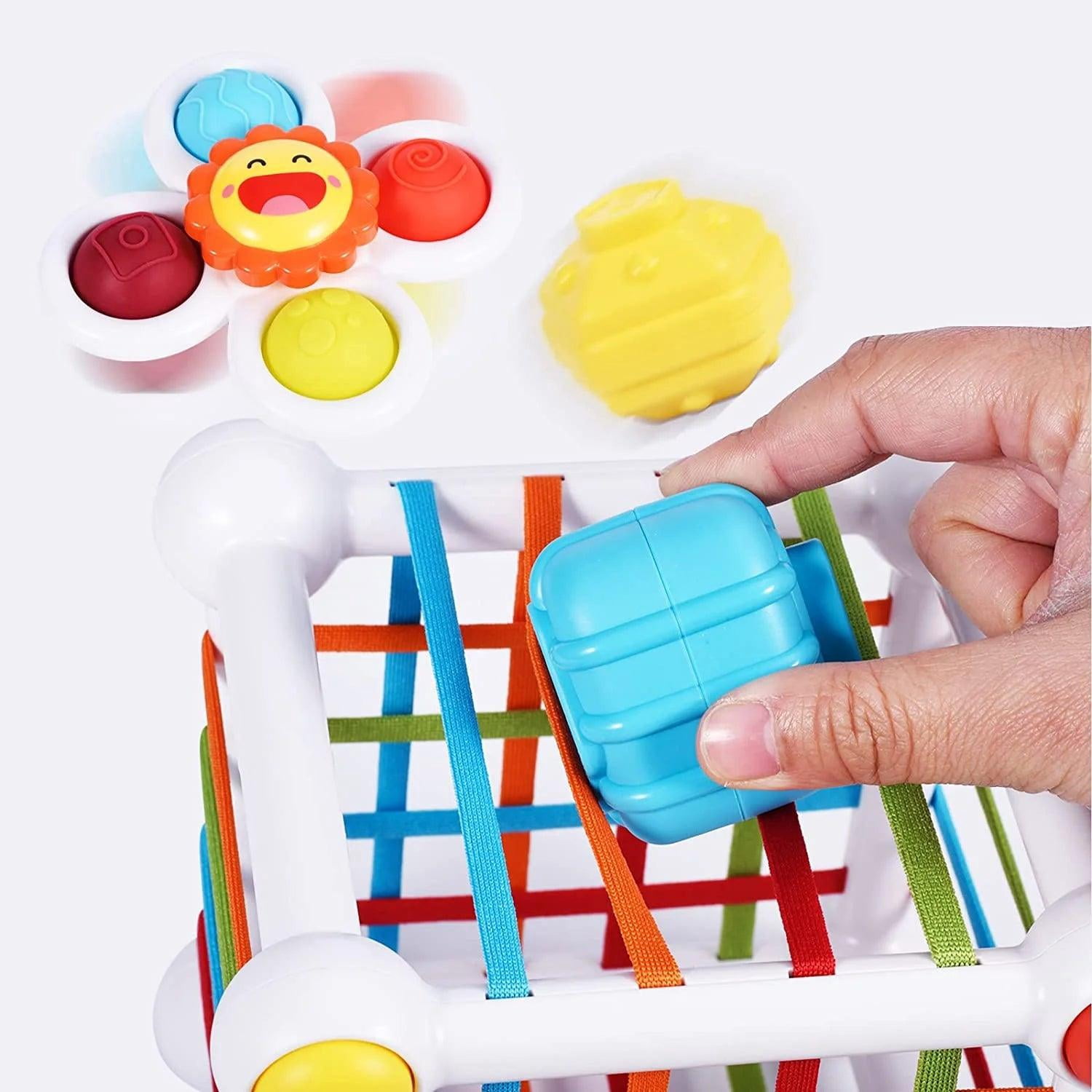 BPA Free Silicone Made Baby Shape Sorter Travel Sensory Toys for 1-3 Age Kids Motor Skills Hand-Eye Coordination