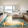 thumbnail image 3 of ODIKA 2'x3' Machine Washable Non-Slip Area Rug, Beachy Teal High Traffic Rug with Pad, Beige, 1050379, 3 of 8