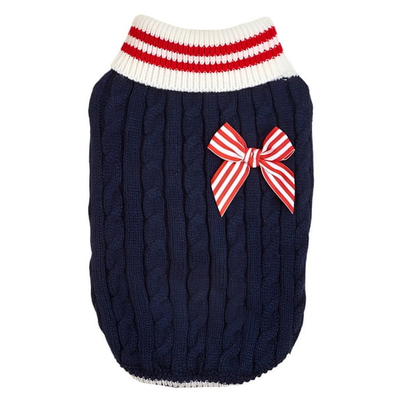 TELOLY 1Pcs Dog Sweater,Polyester Kitten Clothes,Puppy Clothes,Blue,L