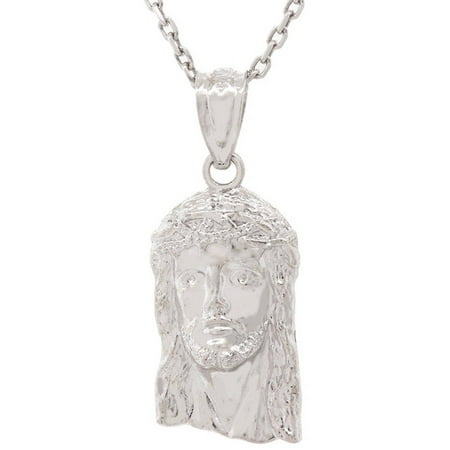 Pori Jewelers Sterling Silver Head of Christ Pendant Necklace, 16