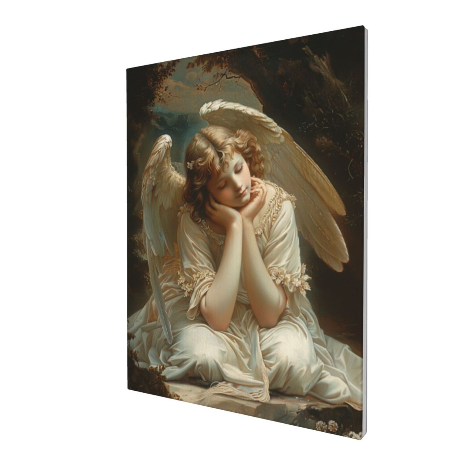 12x16 inch Picture Canvas Cute Angel Prayer,Apartment Bedroom,Prayer Room,Woman Cave Wall Decor Art Poster Prints,Gift For Believer,Vintage Angel Prayer Art Painting Canvas,For Bar,Cafes,Yard