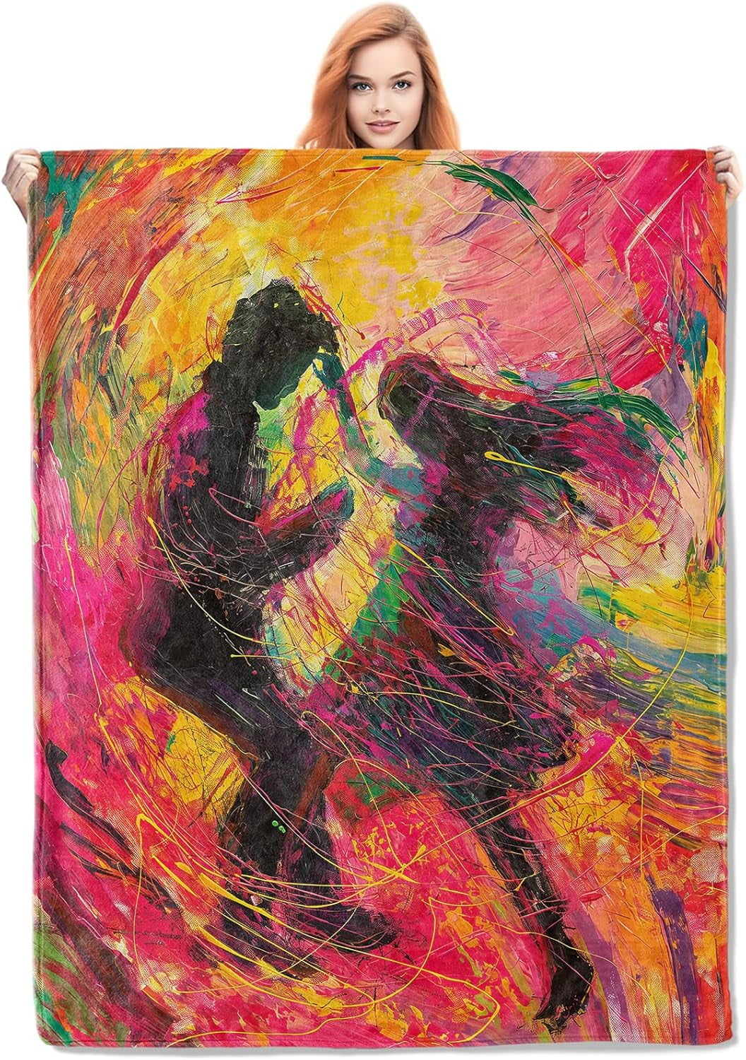 ミュージシャン NDNU ABSTRACT ART BLANKET Vanzev Abstract Art Dancers Flannel Blanket,Vibrant Multicolor