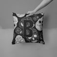 thumbnail image 2 of Monogram Letter Day of the Dead Skulls Black Fabric Decorative Pillow, 2 of 4