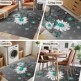 thumbnail image 5 of Daisy Butterfly Area Rugs 2.7'x5', Washable Small Throw Rugs for Kitchen Bedroom, Spring Floral Teal Butterflies Modern Art Indoor Outdoor Rug Non-Slip Low Pile Carpet Runner Reversible Floor Mats, 5 of 8