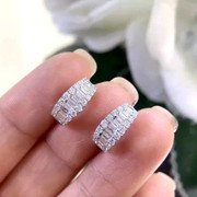 3 Ct Baguette Cut Lab Created Diamond Women Huggie Hoop Earrings 14k White Gold Plated Silver