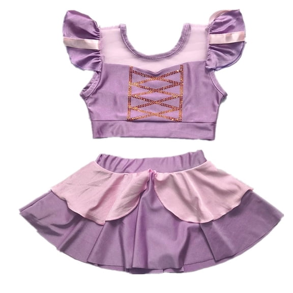 Girls Sofia Princess Swimsuit Bathing Suits Girl Ruffled Tankini Bikini Two Piece Swimwear Beachwear