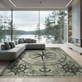thumbnail image 2 of ODIKA 6'x9' Washable Area Rug Compass Nautical Vintage Sailing Motif Knot Detail Maritime Distressed for Queen Size Bedroom, Under Bed, Master Suite, Easy Care, Non-Shedding, 2 of 7