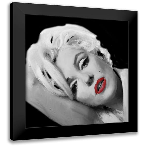 Michaels, Jerry 12x12 Black Modern Framed Museum Art Print Titled - Marilyns Lips