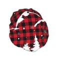thumbnail image 2 of Kdxio Christmas Tree Buffalo Plaid Print Shower Cap for Women,Elastic and Reusable,Double Waterproof Layers Bathing Hat, 2 of 9