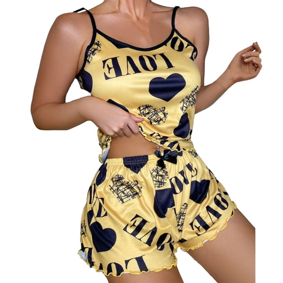 Lounge Sets Pants for Women Print Sexy Two Piece Sleevele Short Sexy Underwear Suit s Womens Pajama Sets Soft Sleepwear
