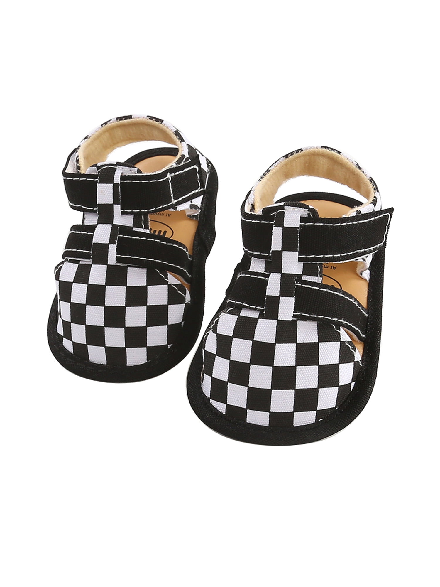 Baby Boy Black White Checkered Slip On Shoes  0-6 6-12 12-18 Months