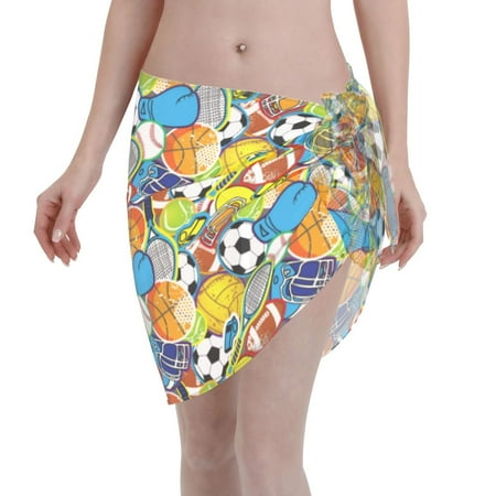 Coaee Various Balls Women s Short Sarongs Beach Wrap Sheer Bikini Wraps Chiffon Cover Ups for Beach  Swimming  Holiday