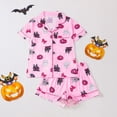 thumbnail image 2 of DHFJKG Halloween Pajamas For Women Set Short Sleeve Sleepwear Pumpkin Ghost Button Down 2 Piece Pjs, 2 of 8
