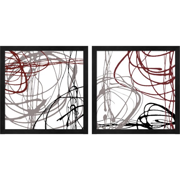 Great Art Now Swirl Velocity by Michael Marcon, 2 Piece Framed Art Set Each 13"W x 13"H