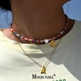 thumbnail image 2 of Gargantilla inicial de cuentas de colores para mujer, collar con colgante de letra de acero inoxidable, joyería de corazón de concha de moda, accesorios bohemios, 2 of 4