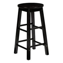 PJ Wood Classic Round-Seat 29 Inch Kitchen Counter Stools, Black, Set of 2