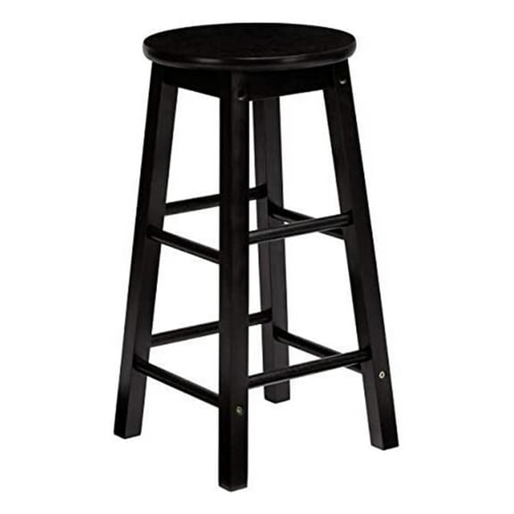 PJ Wood Classic Round-Seat 29 Inch Kitchen Counter Stools, Black, Set of 2