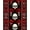 Red Black White, Pattern 15, variant on ODIKA 8'x10' Washable Area Rug Ghost Gothic Horror Skull Spooky Vintage Motif Border Halloween for King Size Bedroom Under Bed, Master Suite, Non-Shedding, Easy Care