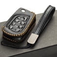 thumbnail image 4 of Vitodeco Genuine Leather Flip Key Fob Case Cover Protector with Key Chain Compatible for 2018 - 2025 Toyota Camry, Corolla (4-Button, Black), 4 of 5