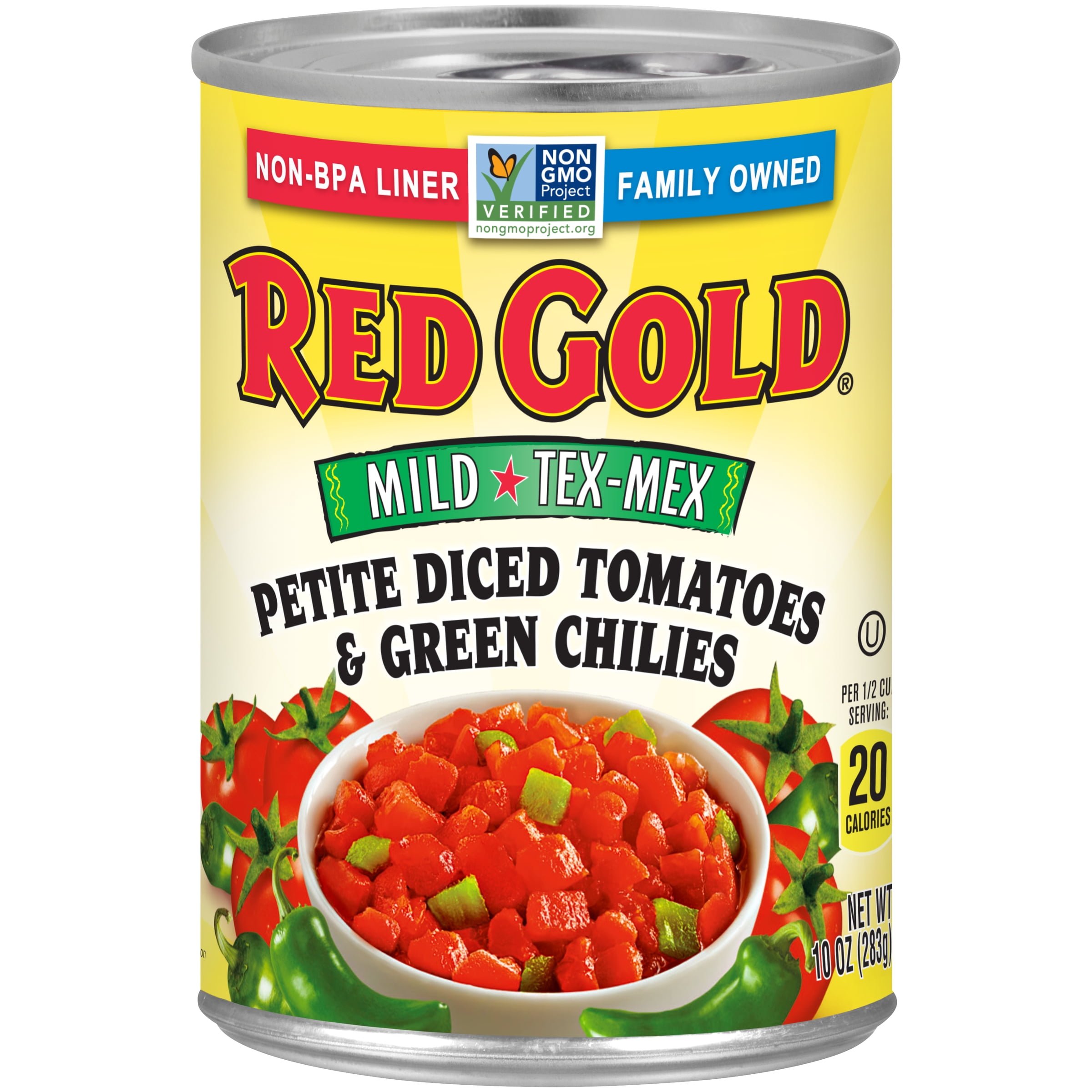Red Gold Diced Tomatoes with Green Chilies Mild 10oz