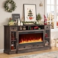 thumbnail image 2 of OKD TV Stand with Fireplace for 80 inch TVs, Farmhouse Entertainment Center with Storage, Dark Rustic Oak, 2 of 7
