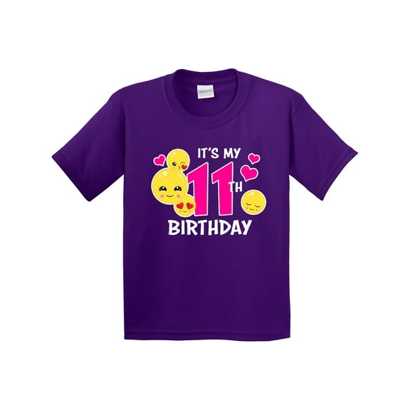 Inktastic Its My 11th Birthday with Smiling Emoticons Youth T-Shirt