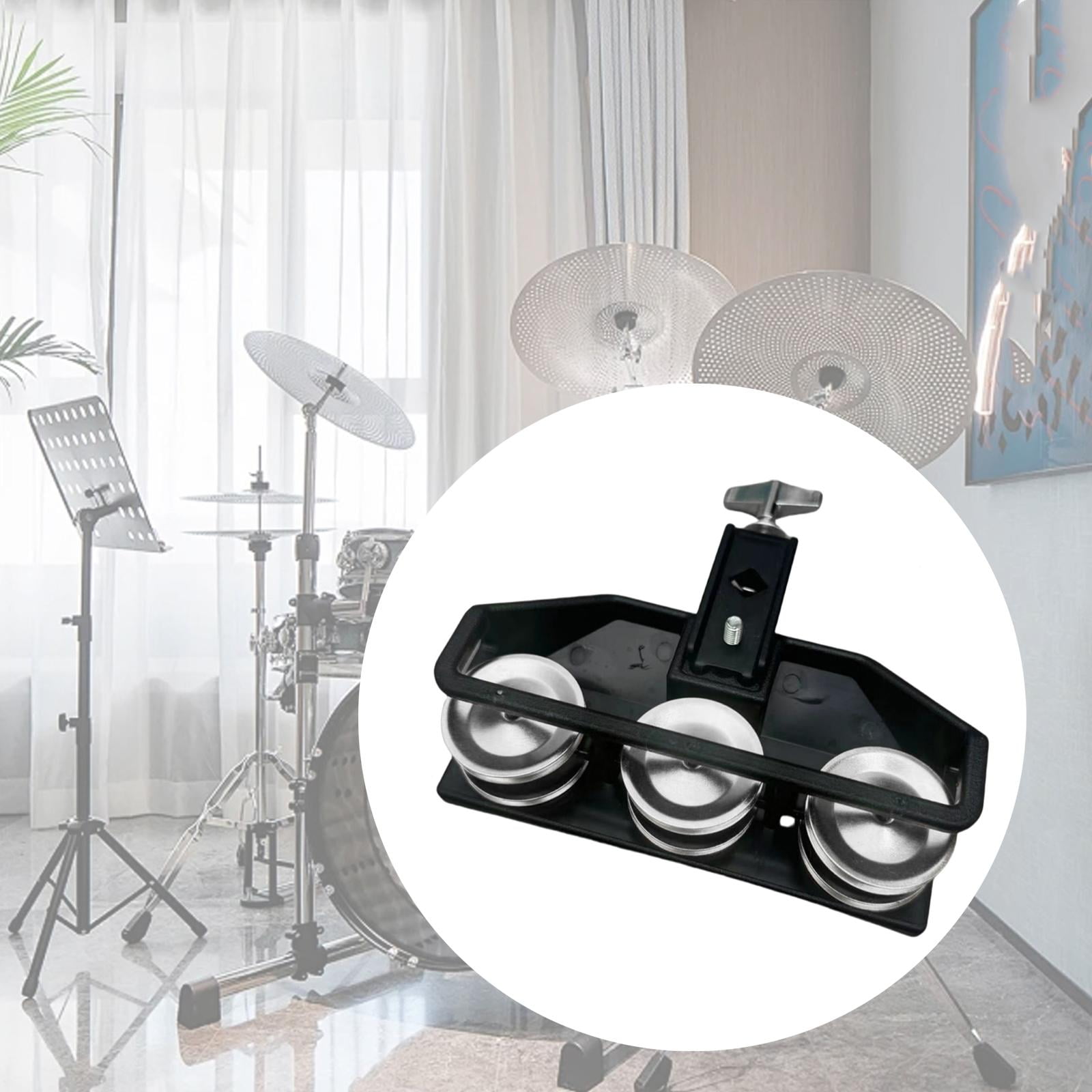 Rushawy Cymbal Hi Hat Tambourine Metal Percussion for Ensemble Drum Kits Enthusiasts Black