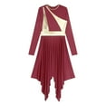 thumbnail image 5 of Alvivi Women‘s Lyrical Praise Dance Dress Color Block Long Sleeve Contemporary Worship Dancewear Burgundy XL, 5 of 7