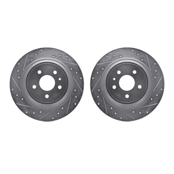 Dynamic Friction Company Rear Brake Rotors-Drilled and Slotted-Silver 7002-54200