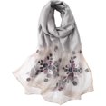 thumbnail image 1 of Bufanda de seda de morera ligera con bordado floral, chal de gasa para playa, manta para todas las estaciones, 1 of 5