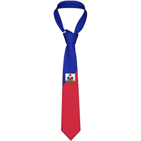 Haiti Flag Emblem Striped Necktie Men Neck Ties Mens Party Business Neckties Soft Skil Tie