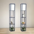 thumbnail image 4 of Simple Designs 62.5" Three Shelf Etagere Organizer Storage Floor Lamp 2 Pack Set with White Linen Shade for Living Room, Bedroom, Office, Hallway, Navy Blue, 4 of 9