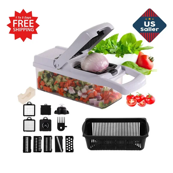 12 In 1 Vegetable Spirilizer Chopper Slicer Grater With Container