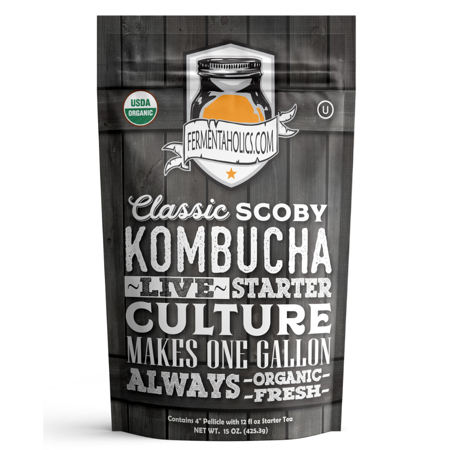 Cup Of Christmas Tea Fermentaholics ORGANIC Kombucha SCOBY With Twelve Ounces of Starter Tea | Live Starter Culture | Makes One Gallon Batch | One and a Half Cups of Starter Tea ()