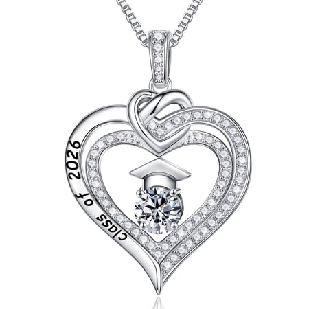 Iefil Graduation Gifts for Her 2026 College, 925 Sterling Silver Heart April White Birthstone Necklace for Women Jewelry, Inspirational Graduation High School Graduate Gift for Best Friend